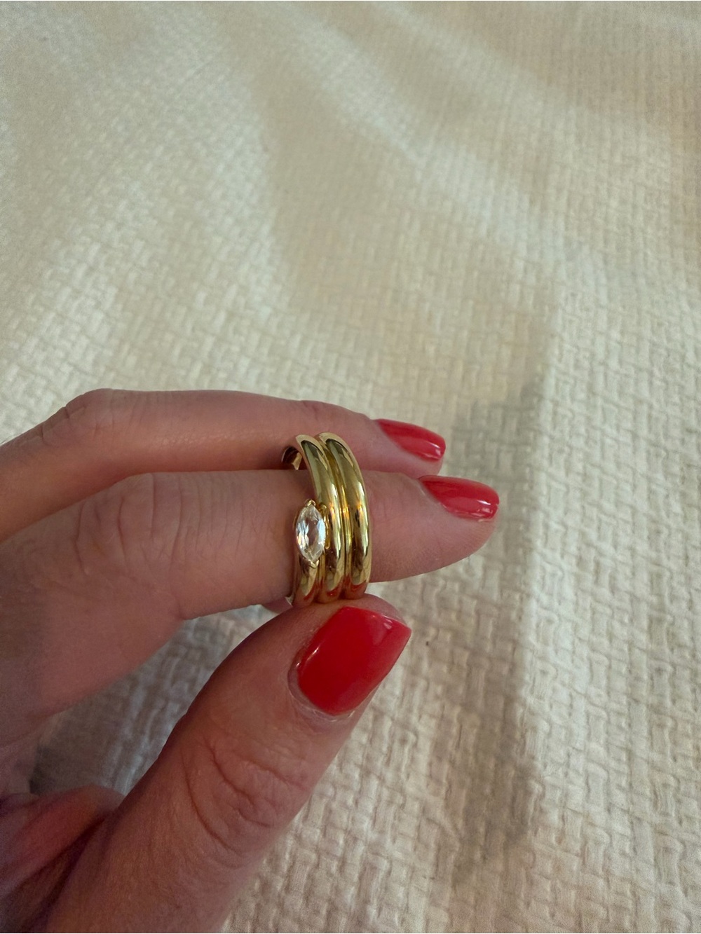 Mejuri Boa Gemstone Coil Ring with White Topaz